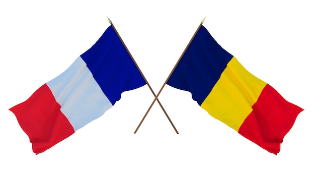 Background for designers illustrators National Independence Day Flags France and Chad