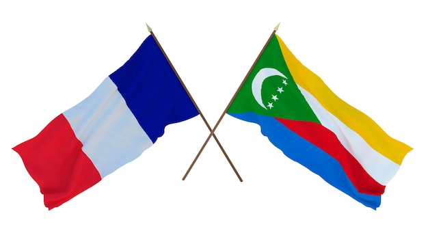 Background for designers illustrators National Independence Day Flags France and Comoros