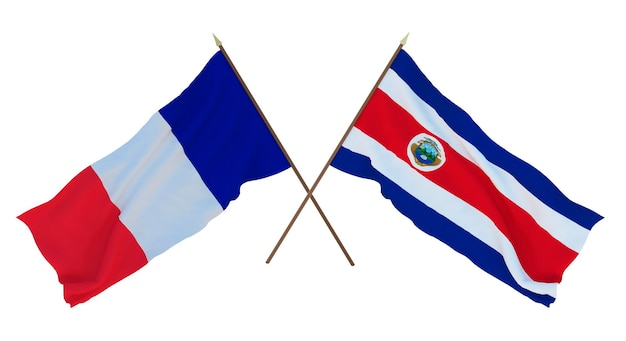 Background for designers illustrators National Independence Day Flags France and Costa Rica