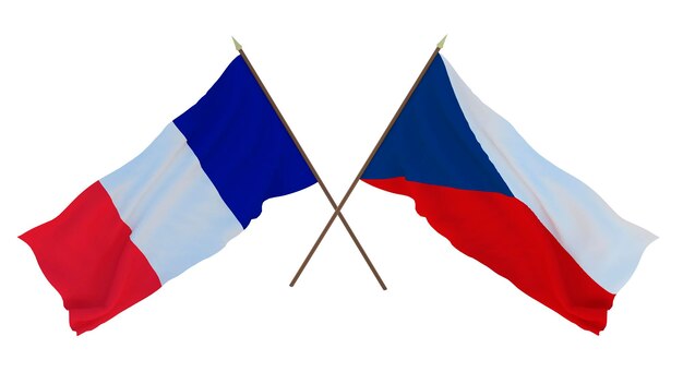 Background for designers illustrators National Independence Day Flags France and Czech Republic