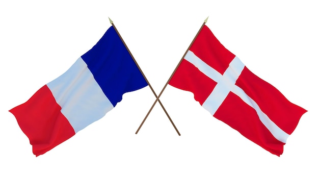 Background for designers illustrators National Independence Day Flags France and Denmark