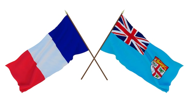 Background for designers illustrators National Independence Day Flags France and Fiji