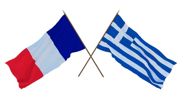 Background for designers illustrators National Independence Day Flags France and Greece