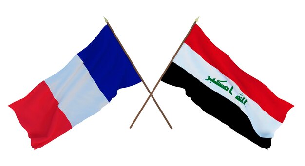 Background for designers illustrators National Independence Day Flags France and Iraq