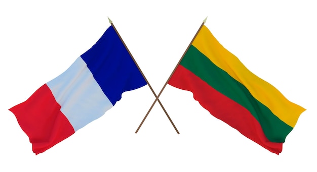 Background for designers illustrators National Independence Day Flags France and Lithuania