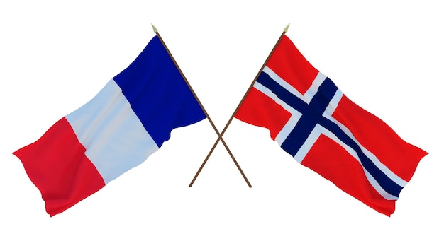 Background for designers illustrators National Independence Day Flags France and Norway