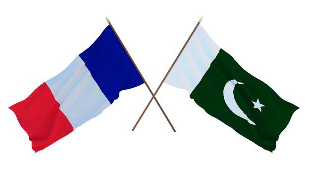 Background for designers illustrators National Independence Day Flags France and Pakistan