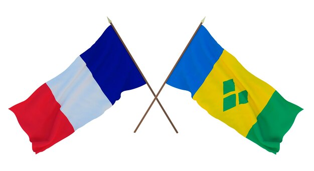 Background for designers illustrators National Independence Day Flags France and Saint Vincent