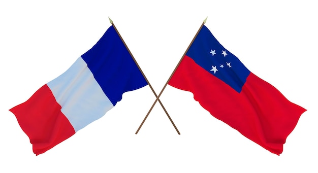 Background for designers illustrators National Independence Day Flags France and Samoa