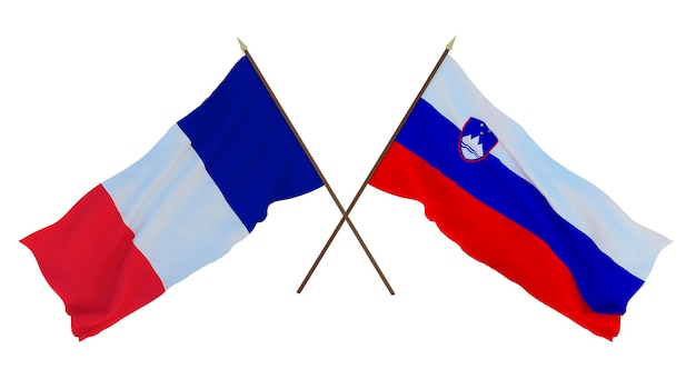 Background for designers illustrators National Independence Day Flags France and Slovenia