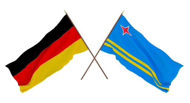 Background for designers illustrators National Independence Day Flags Germany and Aruba