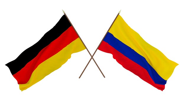 Background for designers illustrators National Independence Day Flags Germany and Colombia