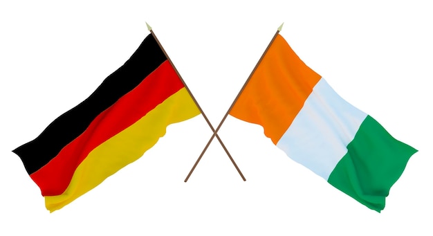 Background for designers illustrators National Independence Day Flags Germany and Cote d'Ivoire