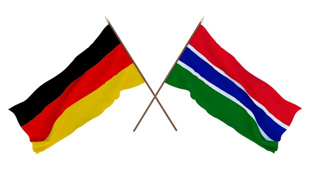 Background for designers illustrators National Independence Day Flags Germany and Gambia