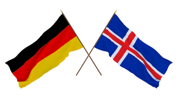 Background for designers illustrators National Independence Day Flags Germany and Iceland