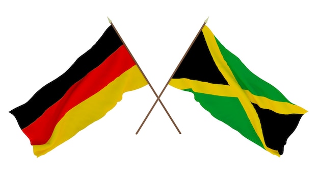 Background for designers illustrators National Independence Day Flags Germany and Jamaica