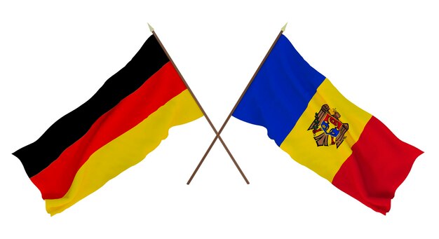 Background for designers illustrators National Independence Day Flags Germany and Moldova