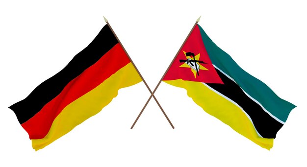 Background for designers illustrators National Independence Day Flags Germany and Mozambique