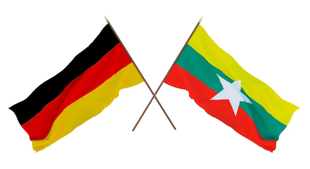 Background for designers illustrators National Independence Day Flags Germany and Myanmar