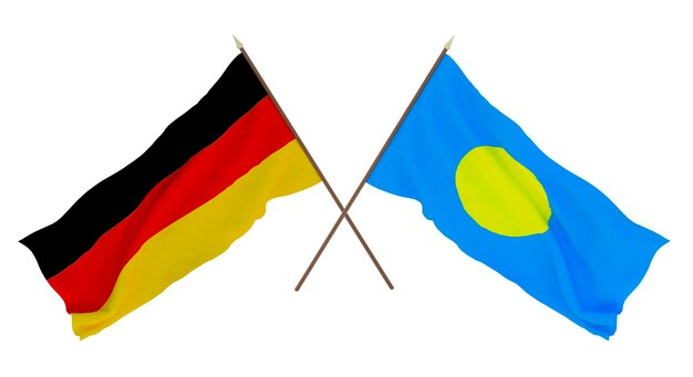 Background for designers illustrators National Independence Day Flags Germany and Palau