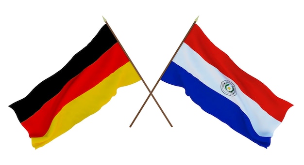 Background for designers illustrators National Independence Day Flags Germany and Paraguay