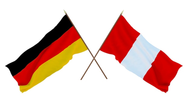 Background for designers illustrators National Independence Day Flags Germany and Peru