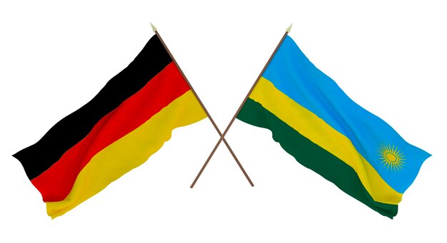 Background for designers illustrators National Independence Day Flags Germany and Rwanda