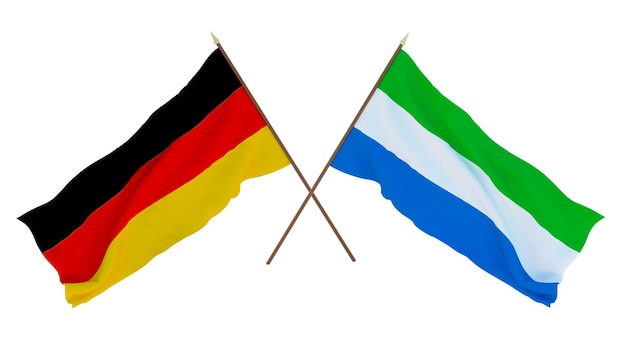 Background for designers illustrators National Independence Day Flags Germany and Sierra Leone