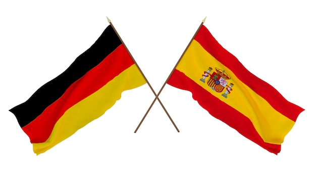 Background for designers illustrators National Independence Day Flags Germany and Spain