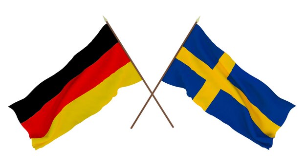 Background for designers illustrators National Independence Day Flags Germany and Sweden