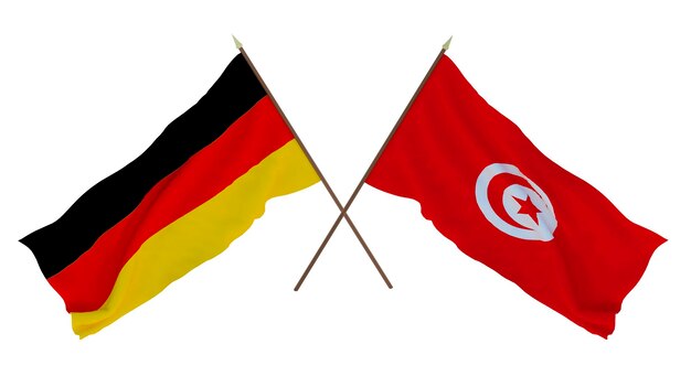 Background for designers illustrators National Independence Day Flags Germany and Tunisia