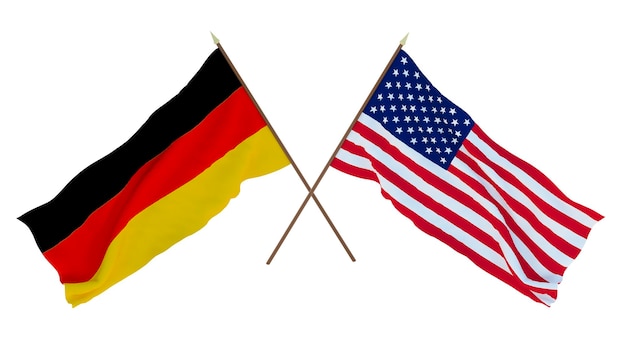 Background for designers illustrators National Independence Day Flags Germany and United States of America USA