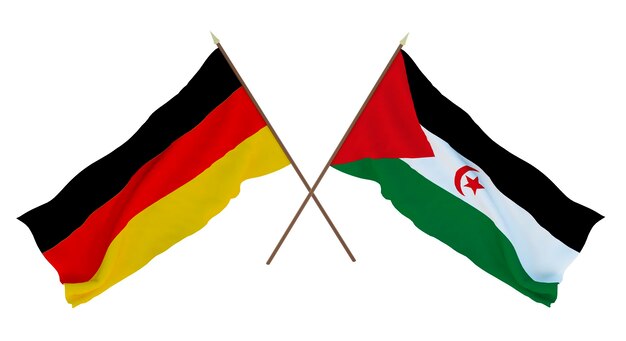 Background for designers illustrators National Independence Day Flags Germany and Western Sahara