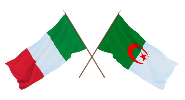 Background for designers illustrators National Independence Day Flags Italy and Algeria