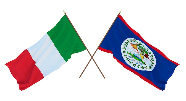 Background for designers illustrators National Independence Day Flags Italy and Belize