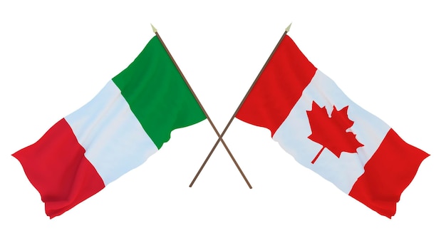 Background for designers illustrators National Independence Day Flags Italy and Canada