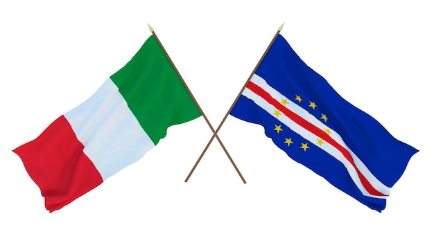 Background for designers illustrators National Independence Day Flags Italy and Cape Verde