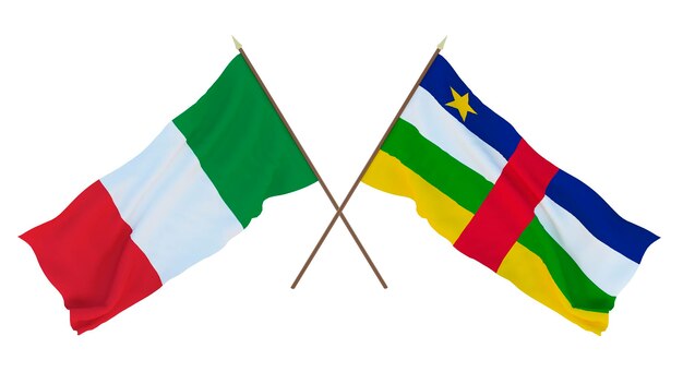 Background for designers illustrators National Independence Day Flags Italy and Central African Republic