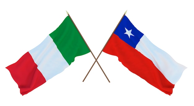 Background for designers illustrators National Independence Day Flags Italy and Chile