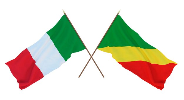 Background for designers illustrators National Independence Day Flags Italy and Congo Brazzaville