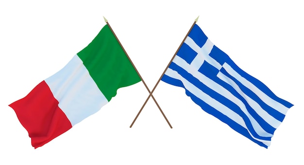 Background for designers illustrators National Independence Day Flags Italy and Greece