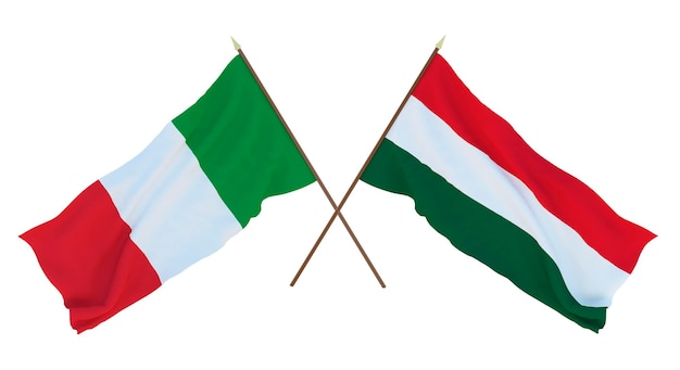 Background for designers illustrators National Independence Day Flags Italy and Hungary