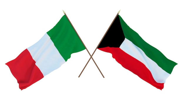 Background for designers illustrators National Independence Day Flags Italy and Kuwait