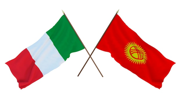 Background for designers illustrators National Independence Day Flags Italy and Kyrgyzstan