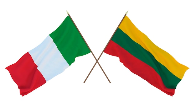 Background for designers illustrators National Independence Day Flags Italy and Lithuania