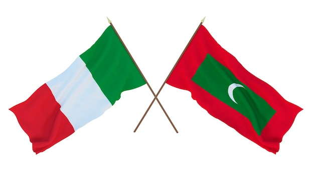 Background for designers illustrators National Independence Day Flags Italy and Maldives
