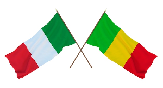 Background for designers illustrators National Independence Day Flags Italy and Mali