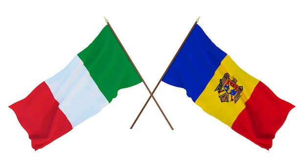 Background for designers illustrators National Independence Day Flags Italy and Moldova