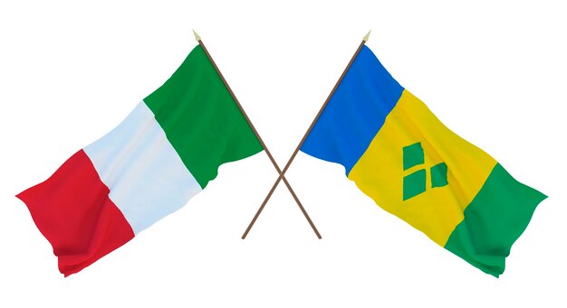 Background for designers illustrators National Independence Day Flags Italy and Saint Vincent