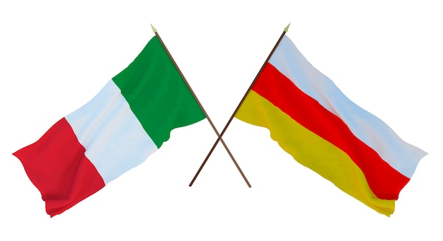 Background for designers illustrators National Independence Day Flags Italy and South Ossetia